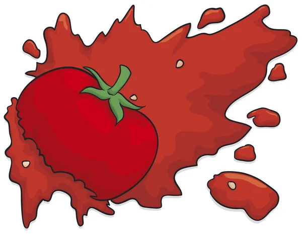 Izolované rozhozené červené rajče, vektorové ilustrace — Stockový vektor