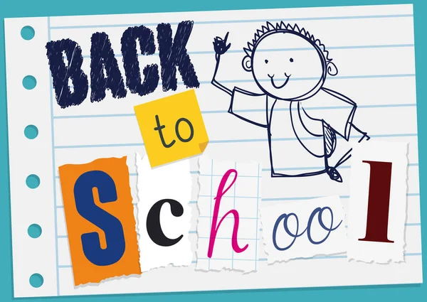 Greeting Message with Doodle and Cuts for Back to School, Vector Illustration — Stock Vector