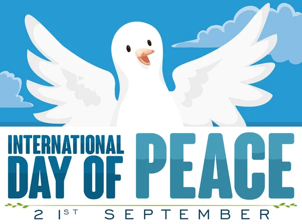 Περιστέρι που πετούν στον ουρανό για την διεθνή ημέρα ειρήνης, εικονογράφηση διάνυσμα — Διανυσματικό Αρχείο