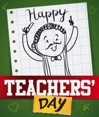 Defter kağıt, öğretmenler günü, vektör çizim stilinde Doodle eğitimci