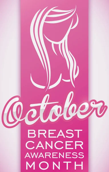 10 月の乳がんがんお祝いの女性シルエット ベクトル イラスト — ストックベクタ
