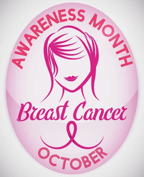 乳癌月、ベクトル図を祝うためにシックな女の子デザイン ボタン — ストックベクタ
