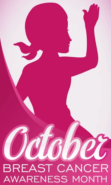 乳がん月間のスカーフ シルエットの女性: 10 月、ベクトル イラスト — ストックベクタ