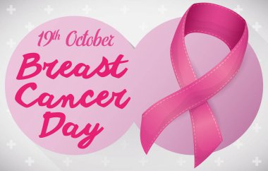 Commemorative Design and Pink Ribbon for Breast Cancer Day, Vector Illustration clipart