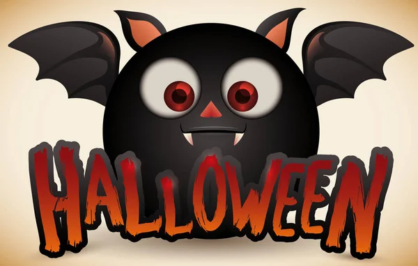 Cute Chub Black Bat for for for Halloween Celebration, Vector Illustration — стоковый вектор