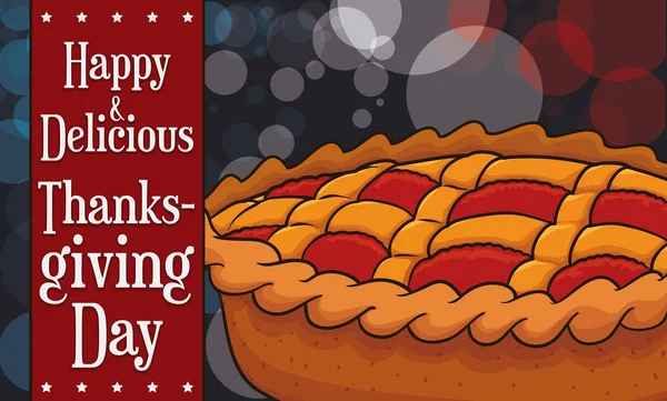 ピンぼけ効果を持つアメリカの感謝祭の日の伝統的なパイ ベクトル イラスト — ストックベクタ