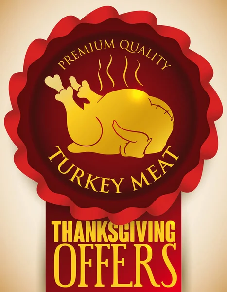 Lint bevordering van Premium kwaliteit kalkoenvlees voor Thanksgiving, vectorillustratie — Stockvector