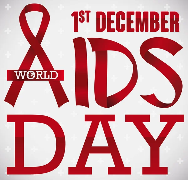 Cintas como cartas que forman un signo para el Día Mundial del SIDA, Vector Illustration — Archivo Imágenes Vectoriales