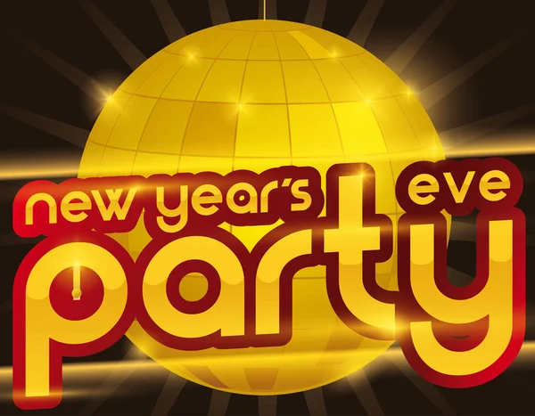 Boule disco dorée pour la fête du Nouvel An, Illustration vectorielle — Image vectorielle