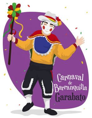 Traditional Garabato Character Ready to Celebrate Barranquilla's Carnival, Vector Illustration clipart