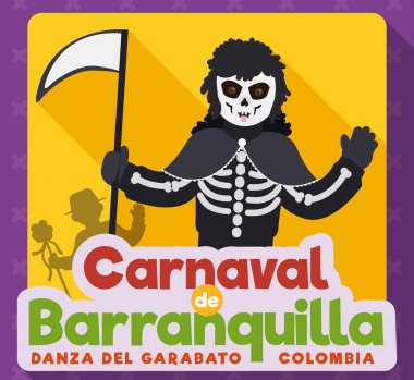 Kolombiyalı Barranquilla'nın karnaval, geleneksel ölümün gösterimi illüstrasyon vektör