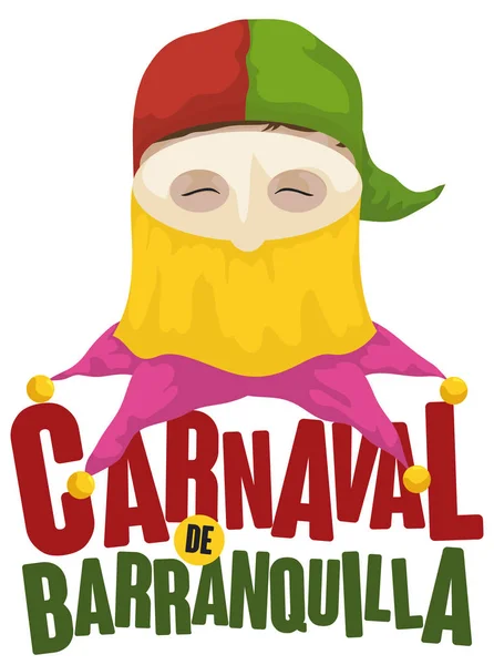 Disfraz tradicional de Monocuco en el evento de carnaval de Barranquilla, ilustración vectorial — Vector de stock