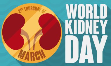 Gold Coin with Kidneys for World Kidney Day Celebration, Vector Illustration clipart