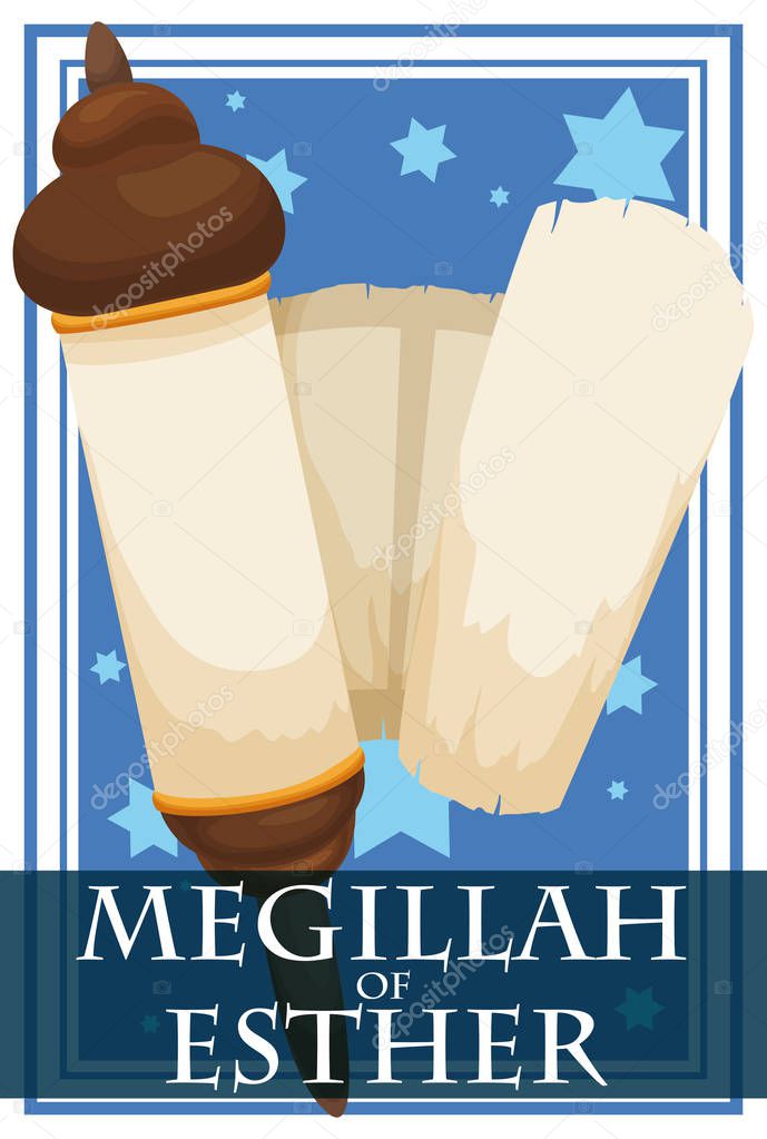 Scroll of Esther Ready to Read in the Purim Celebration, Vector Illustration