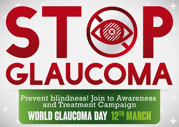 Campagna di sensibilizzazione per prevenire e fermare la malattia del glaucoma, illustrazione vettoriale — Vettoriale Stock