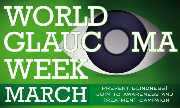 Settimana mondiale del glaucoma con occhio simbolico con questa malattia, illustrazione vettoriale — Vettoriale Stock