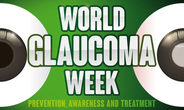 Olhos saudáveis e doentes para prevenir na semana mundial do glaucoma, ilustração vetorial — Vetor de Stock