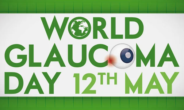 Ojo enfermo y globo para conmemorar el Día Mundial del Glaucoma, ilustración vectorial — Vector de stock