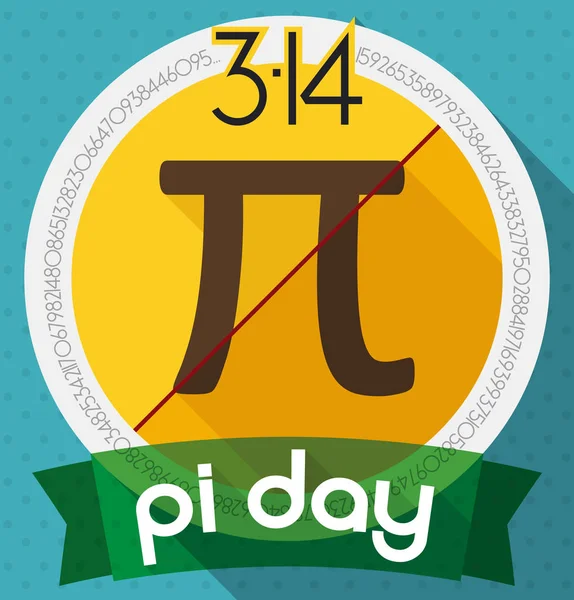 Pin conmemorativo para la celebración del día del Pi en estilo plano, ilustración vectorial — Vector de stock