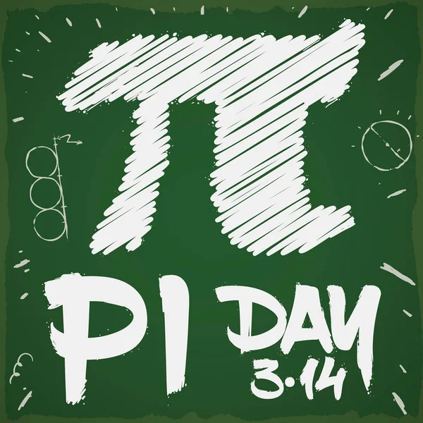 Dibujo de Doodle en una pizarra para la celebración del día Pi, ilustración vectorial — Vector de stock
