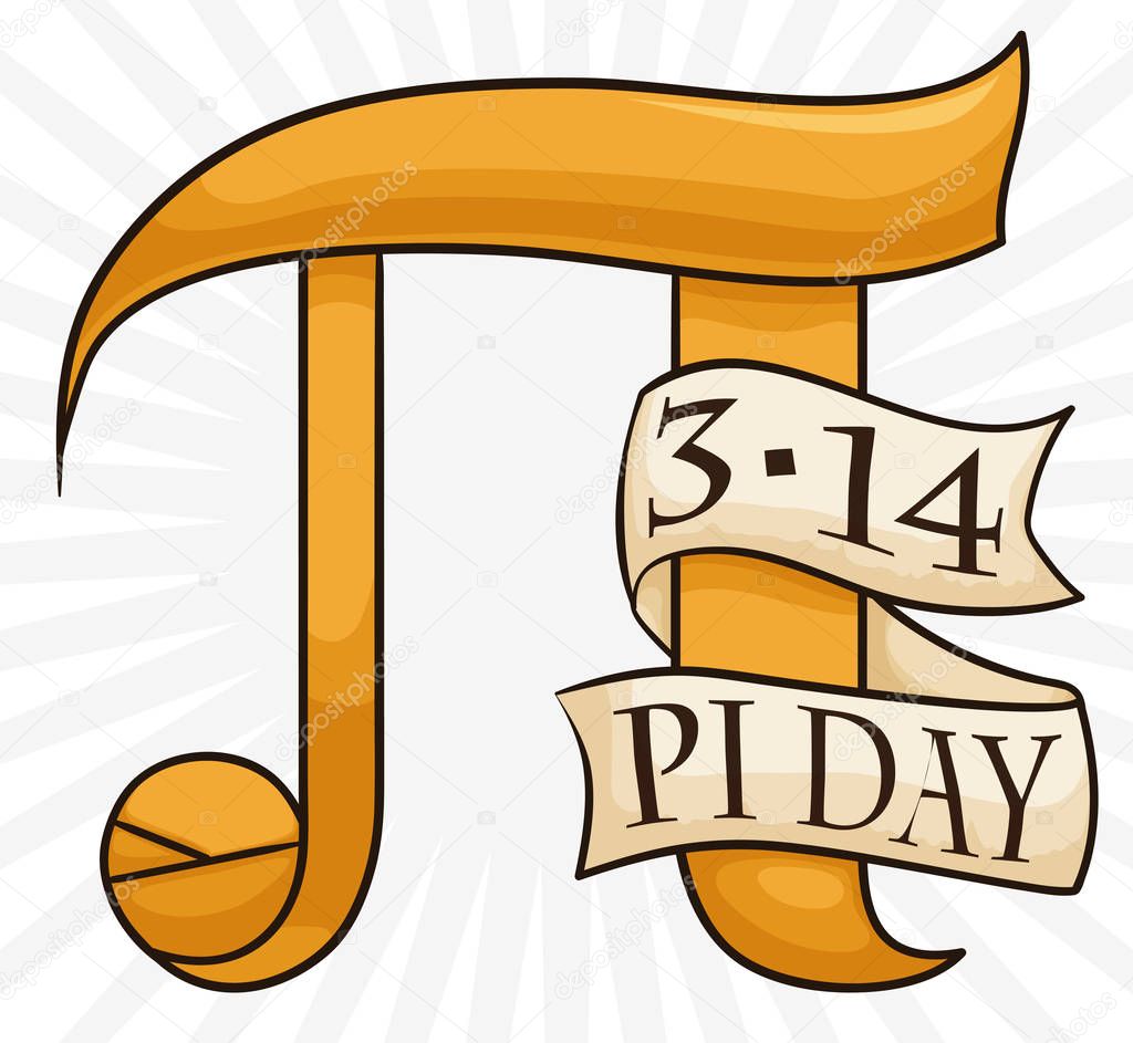 Pi Symbol with Numeric Equivalence in Date for Pi Day, Vector Illustration