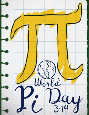Pi günü kutlama, vektör çizim için Doodle çizimlerle defter kağıt