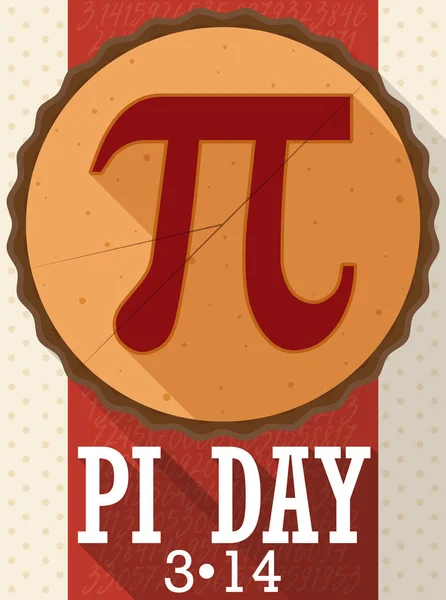 Pastel en diseño plano con sombra larga para el día de Pi, ilustración vectorial — Vector de stock