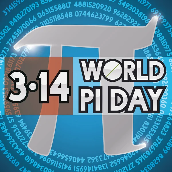 Pi-symbool met de numerieke waarde in spiraal voor Pi Day, vectorillustratie — Stockvector