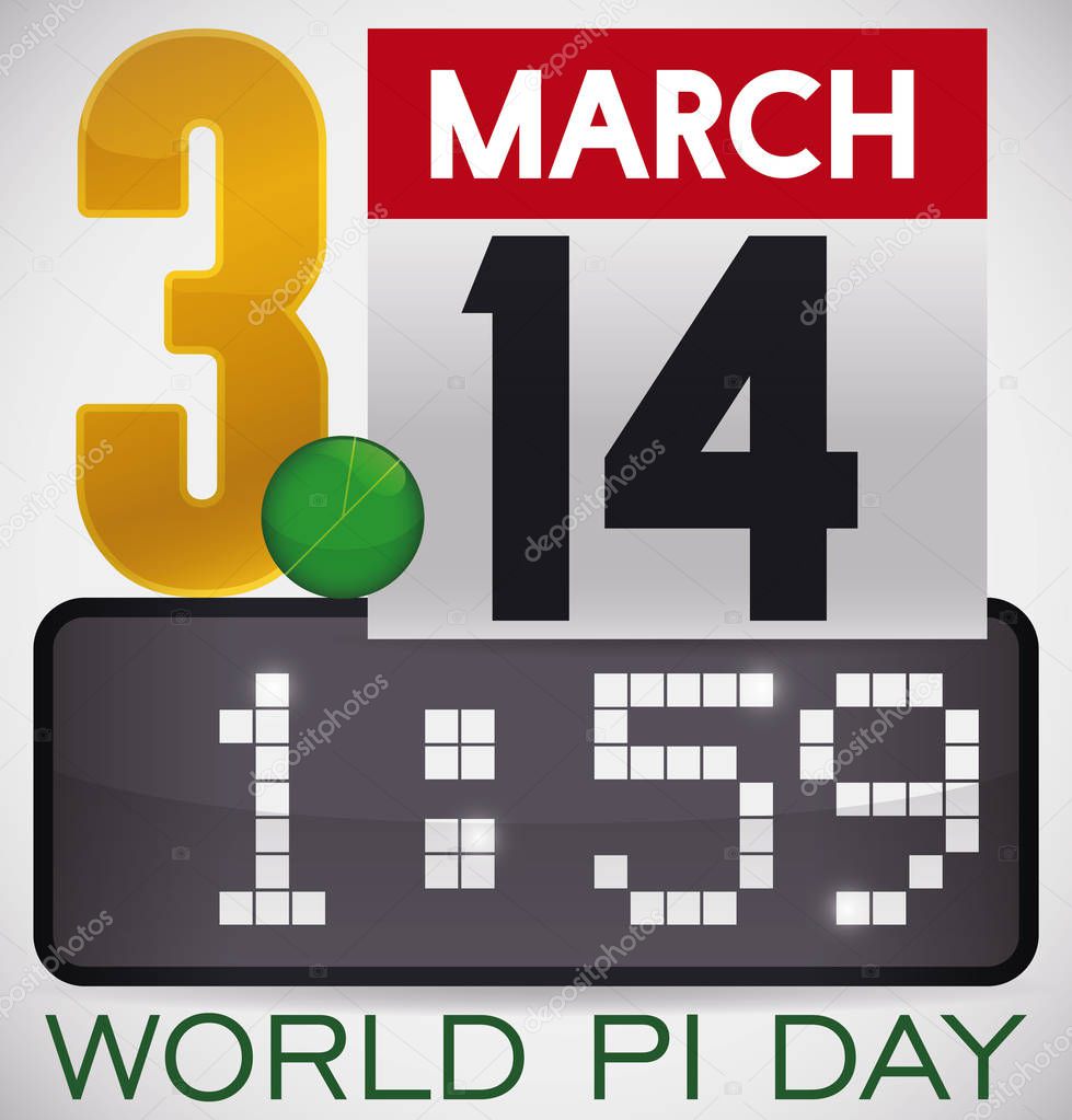 Elements forming Pi Value to Celebrate in World Pi Day, Vector Illustration