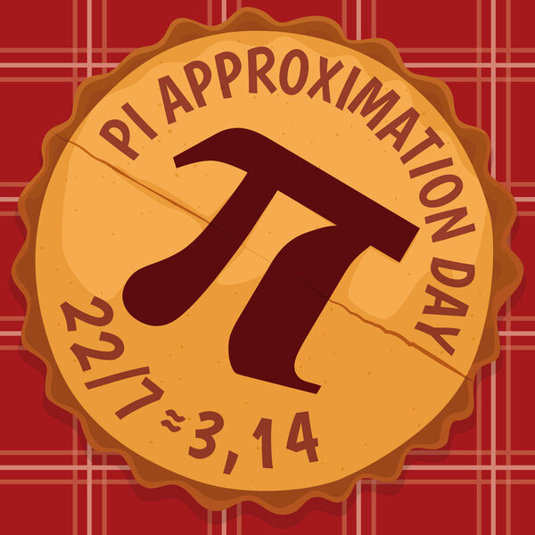 Вкусный пирог с символом Пи на День приближения Пи, векторная иллюстрация
