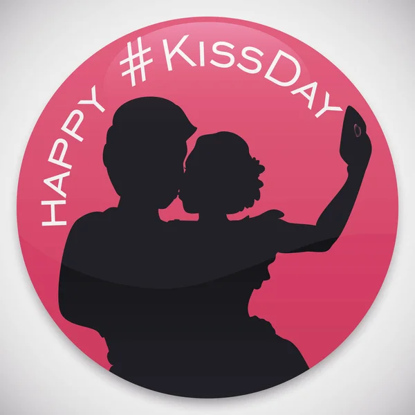 恋人キスとキスの日、ベクトル図、Selfie を取るとボタン — ストックベクタ