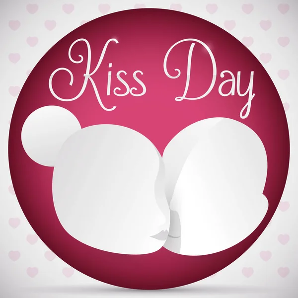 Rund knapp med Dummy dockor firar kyss dag, vektorillustration — Stock vektor