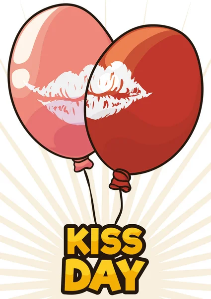 Par balloner med Lips Marks til Kiss Day Celebration, Vector Illustration – Stock-vektor