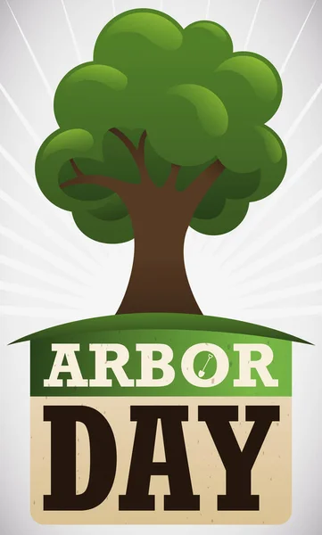 Árbol sobre papel calendario para conmemorar el evento del día del Árbol, ilustración vectorial — Vector de stock