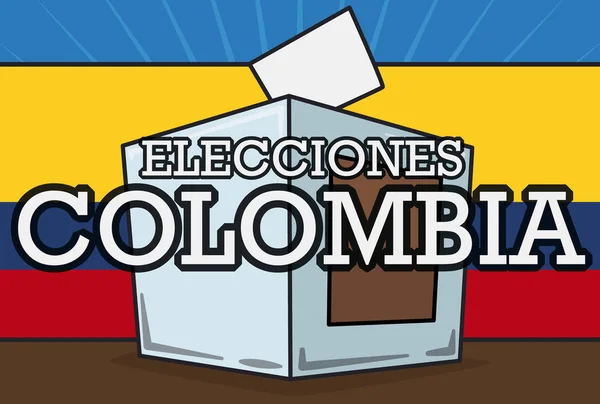 Bandera de Colombia con Voto y Urna Electoral para Evento Electoral, Vector Illustration — Archivo Imágenes Vectoriales