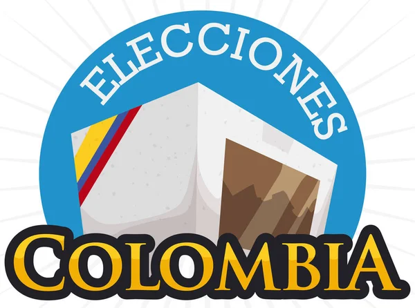 Caja electoral blanca promoviendo mitin electoral en Colombia, Vector Illustration — Archivo Imágenes Vectoriales