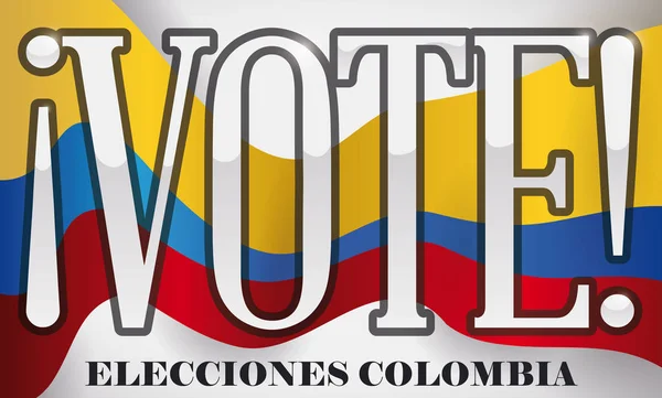 Ondeando bandera y firmando para promover las elecciones en Colombia, ilustración vectorial — Archivo Imágenes Vectoriales