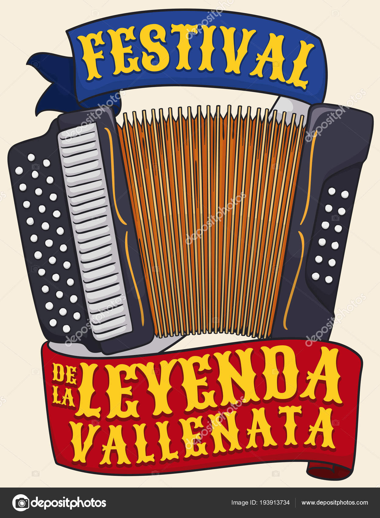 Accordion with Commemorative Ribbons for Vallenato Legend Festival