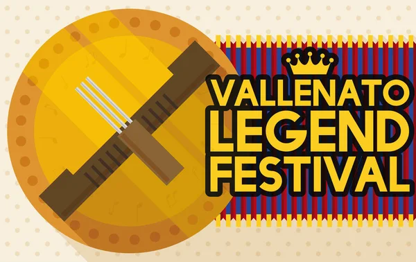 Złoty Medal z Guacharaca i widelec do Festiwal Vallenato Legend, ilustracji wektorowych — Wektor stockowy