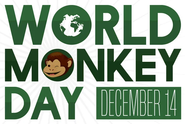 Commemorative Design with Happy Chimp for World Monkey Day, Vector Illustration — Stock Vector