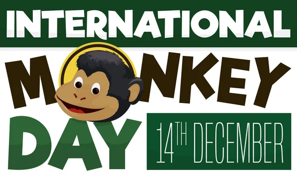 Feliz Chimpancé celebrando el Día Internacional del Mono este 14 de diciembre, Vector Illustration — Vector de stock
