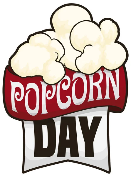 Stuhy a Popped Corn propagující popcorn Day, vektorové ilustrace — Stockový vektor