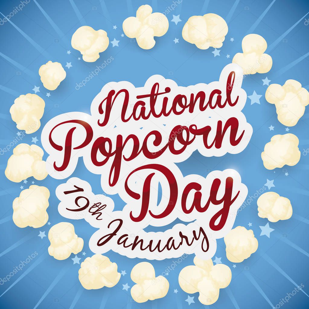 American Patriotic Colors with Popped Corns for National Popcorn Day, Vector Illustration