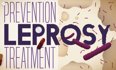 Design Promoting Prevention and Treatment with Medicine against Leprosy Disease, Vector Illustration clipart