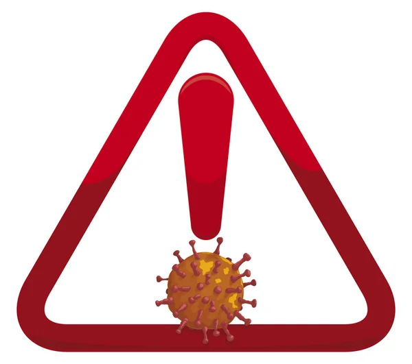 Warning Signal with Coronavirus Promoting Awareness and Prevention, Vector Illustration — 스톡 벡터