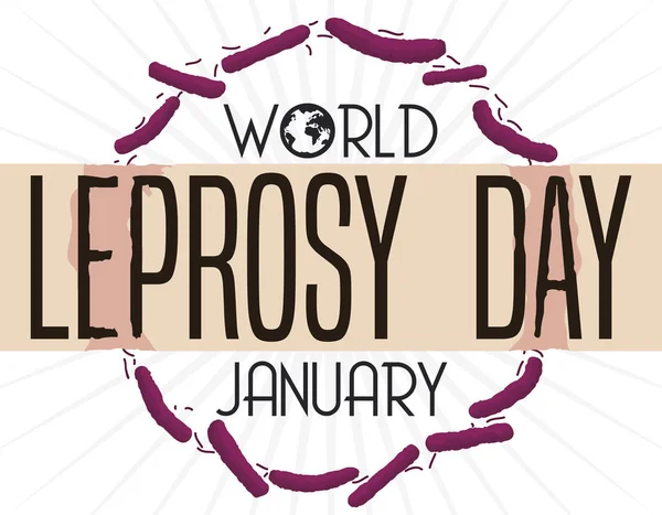 Skin Patches and Bacillus to Commemorate World Leprosy Day, Vector Illustration — 스톡 벡터