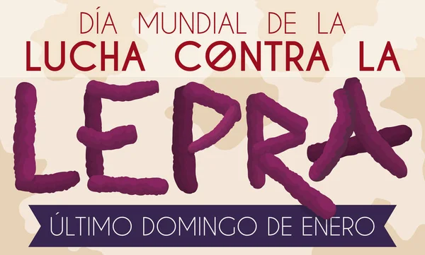 Design realizzato con Bacillus per la Giornata Mondiale della Lebbra in spagnolo, Vector Illustration — Vettoriale Stock
