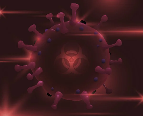Dunkles Design mit Coronavirus, Biohazard-Symbol, Lichtern und Leuchten, Vektorillustration — Stockvektor