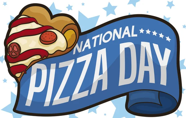 Amerykański projekt upamiętniający Narodowy Dzień Pizzy, Wektor Ilustracja — Wektor stockowy