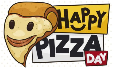 Zeytinli Mutlu Pizza ve Ançüezli Kutlama Günü, Vektör İllüzyonu